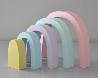 Auffälliger hölzerner Pastellfarbregenbogen | Kinderzimmer Dekor | Baby Geschenk | Baby Mädchen | Boho Dekor | Pastell Kinderzimmer | Holzspielzeug