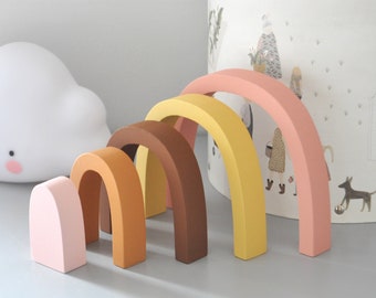 Eye Catching Wooden Rainbow | Boho Nursery Decor | Baby Gift | Home Decor | Montessori Play Material | Wooden Toys  | Colorful Rainbow Block
