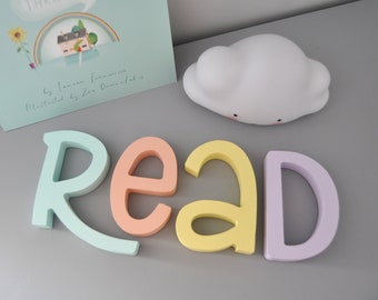 Read Wooden Letters  Nursery Wall Decor - Pastel colorful letters- Best gift For Kids Room