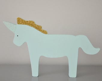 Adorable Wooden Unicorn Decor for Nursery  | Nursery shelf decoration | free standing wooden unicorn | Best gift for Kids Room