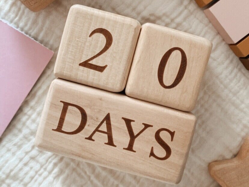 Wooden Baby Milestone Blocks | Baby Monthly Block | Days, Weeks, Months ...
