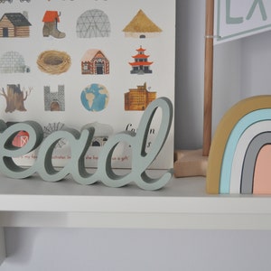 Read Wooden Sign Nursery Wall Decor Sage color imagem 2