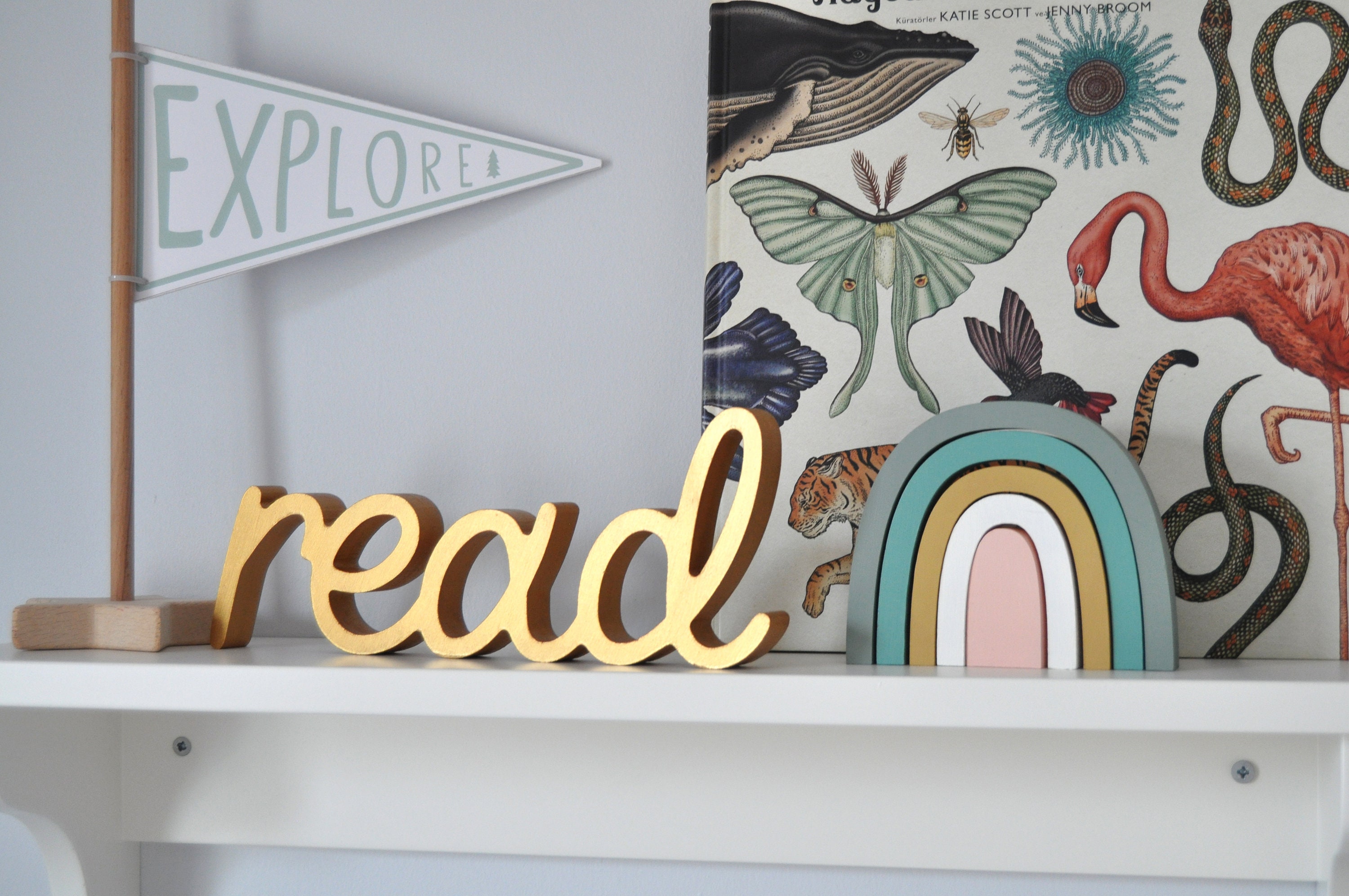 Read Wooden Sign Nursery Wall Decor Metallic Gold Color | Etsy