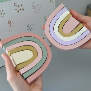 Eye Catching Wooden Rainbow | Boho Nursery Decor | Baby Gift | Home Decor | Montessori Play Material | Wooden Toys  | Colorful Rainbow Block