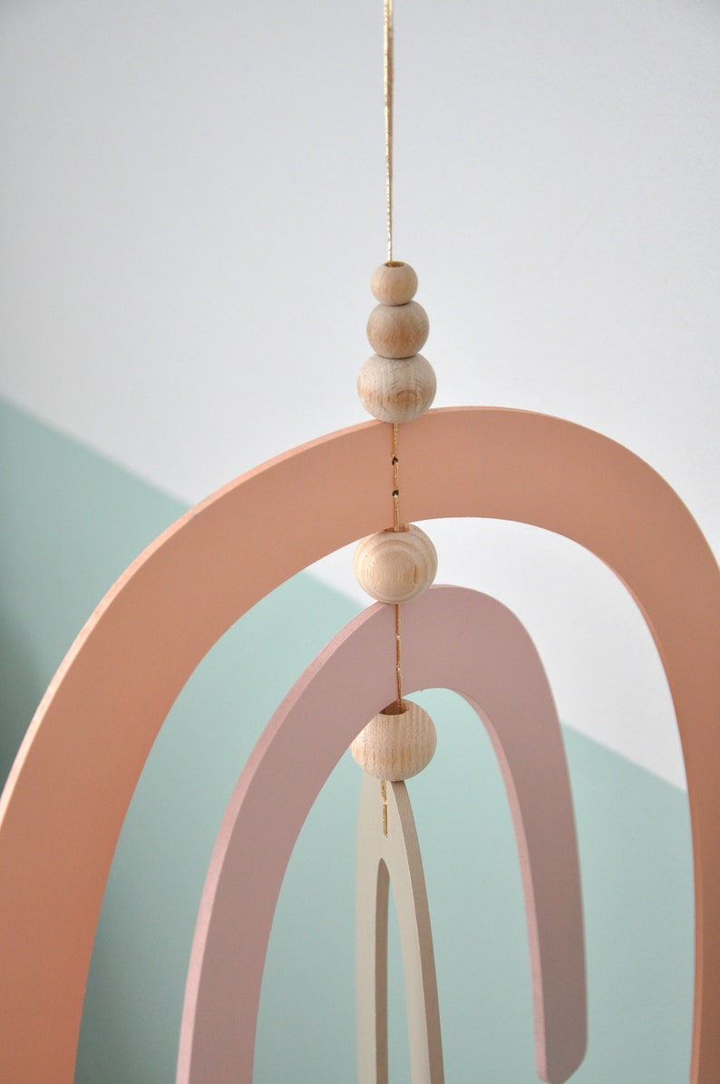 Wooden Rainbow Baby Mobile Boho Nursery Decor Baby Gift Etsy