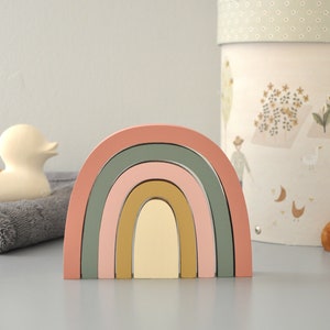 Eye Catching Wooden Rainbow Boho Nursery Decor Baby Gift Home Decor Montessori Play Material Wooden Toys Colorful Rainbow Block image 6