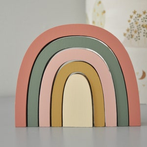 Eye Catching Wooden Rainbow Boho Nursery Decor Baby Gift Home Decor Montessori Play Material Wooden Toys Colorful Rainbow Block image 5