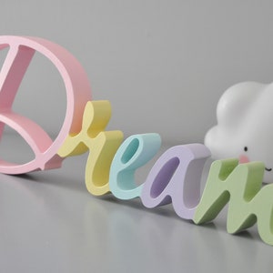 Dream Wooden Sign Nursery Wall Decor - Pastel Colors Rainbow - Etsy