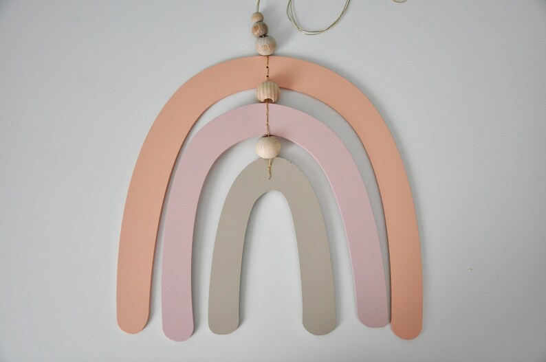 Wooden Rainbow Baby Mobile Boho Nursery Decor Baby Gift Etsy