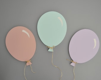Pastelkleurige 3 stuks ballonnen muurdecoratie | Boho kinderkamerdecoratie | Babycadeau | Woondecoraties | Houten ballon kinderkamer muurhanger | Muurkunst kinderkamer