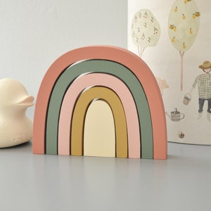 Eye Catching Wooden Rainbow Boho Nursery Decor Baby Gift Home Decor Montessori Play Material Wooden Toys Colorful Rainbow Block image 2