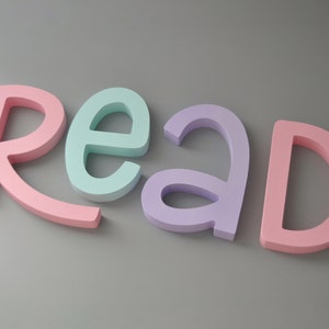 Read Wooden Letters  Nursery Wall Decor - Pastel colorful letters - Best Gift For Kids Room