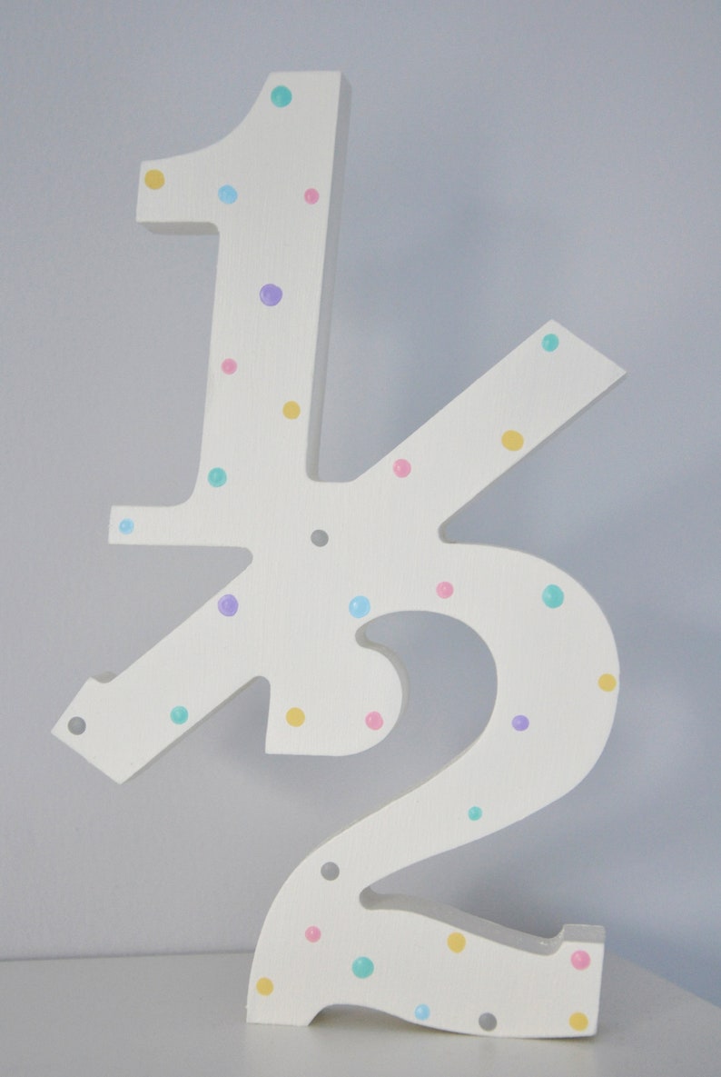 Wooden 20cm 12 number sign for 6 Month Birthday Demi Anniversary Photo Shoot Half Birthday Photo Props for Babies