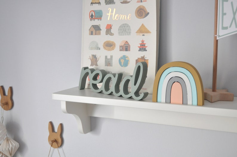 Read Wooden Sign Nursery Wall Decor Sage color imagem 3