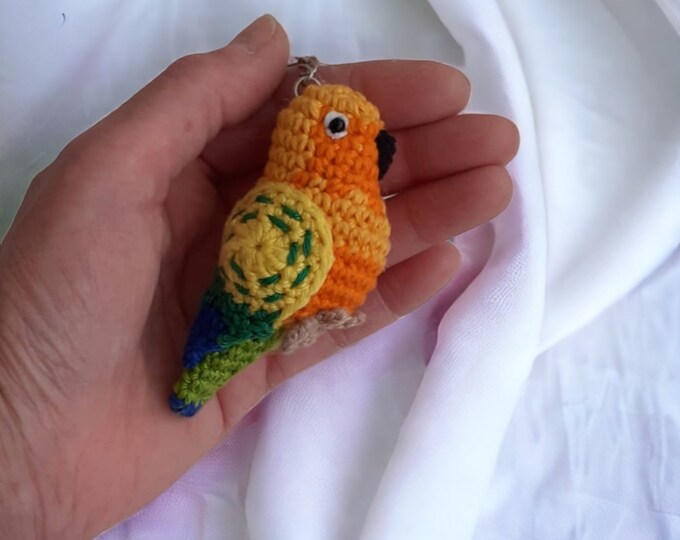 Dangling Green Cheek Conure Keychain Etsy