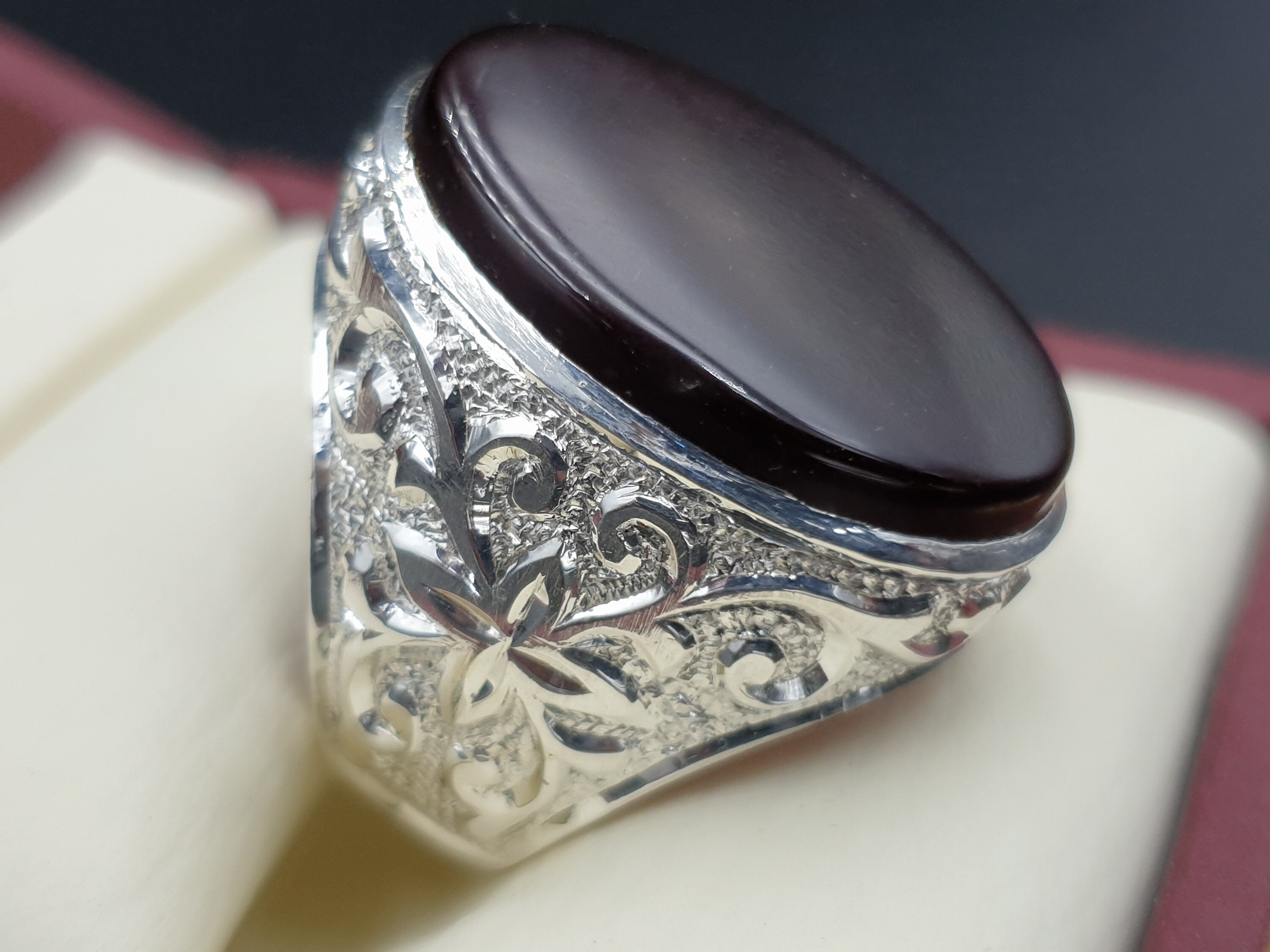 Aqeeq Ring for Men Natural Yemeni Akik Ring for Men 925 Etsy