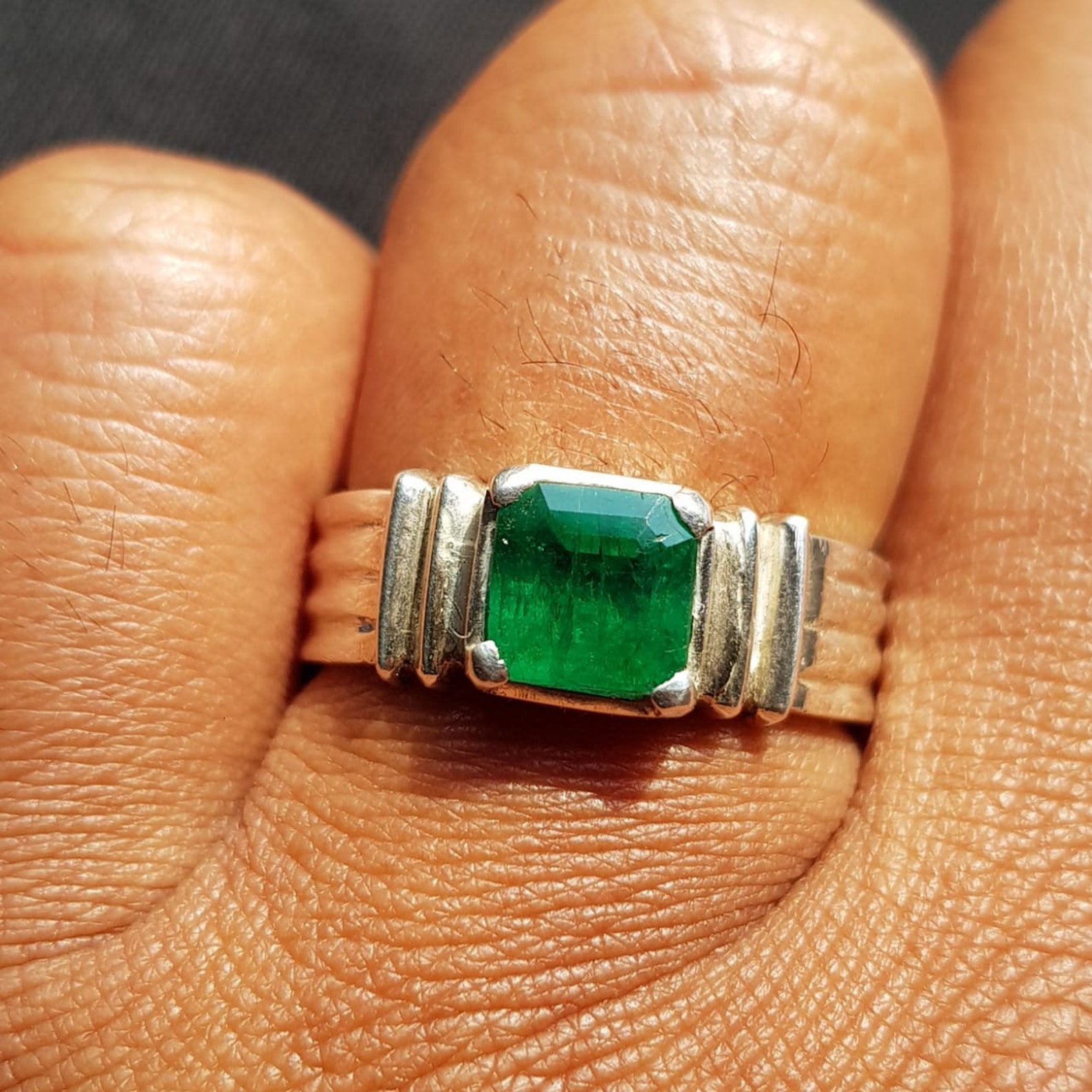 Natural Emerald Mens Ring Swat Emrald 925 Sterling Silver Etsy