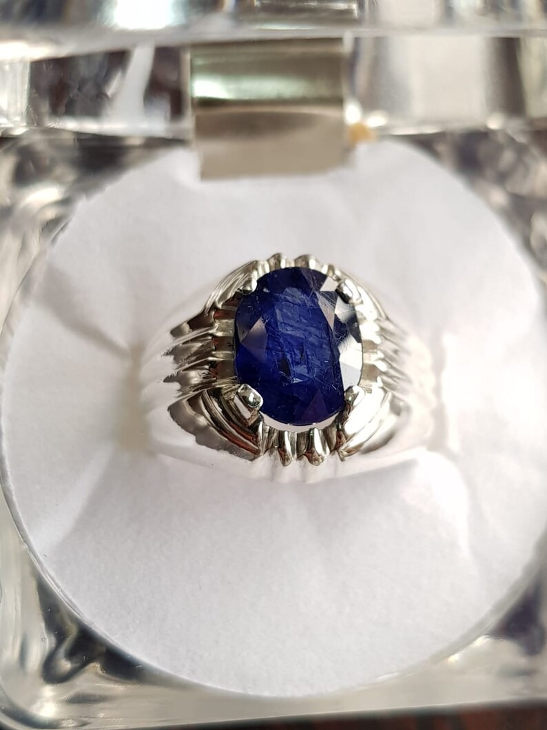 Mens Sapphire Ring Natural Sapphire Ring For Men 3ct plus Sapphire Ring For Men Sapphire Silver Ring Blue Sapphire Mens Ring Gift For Him
