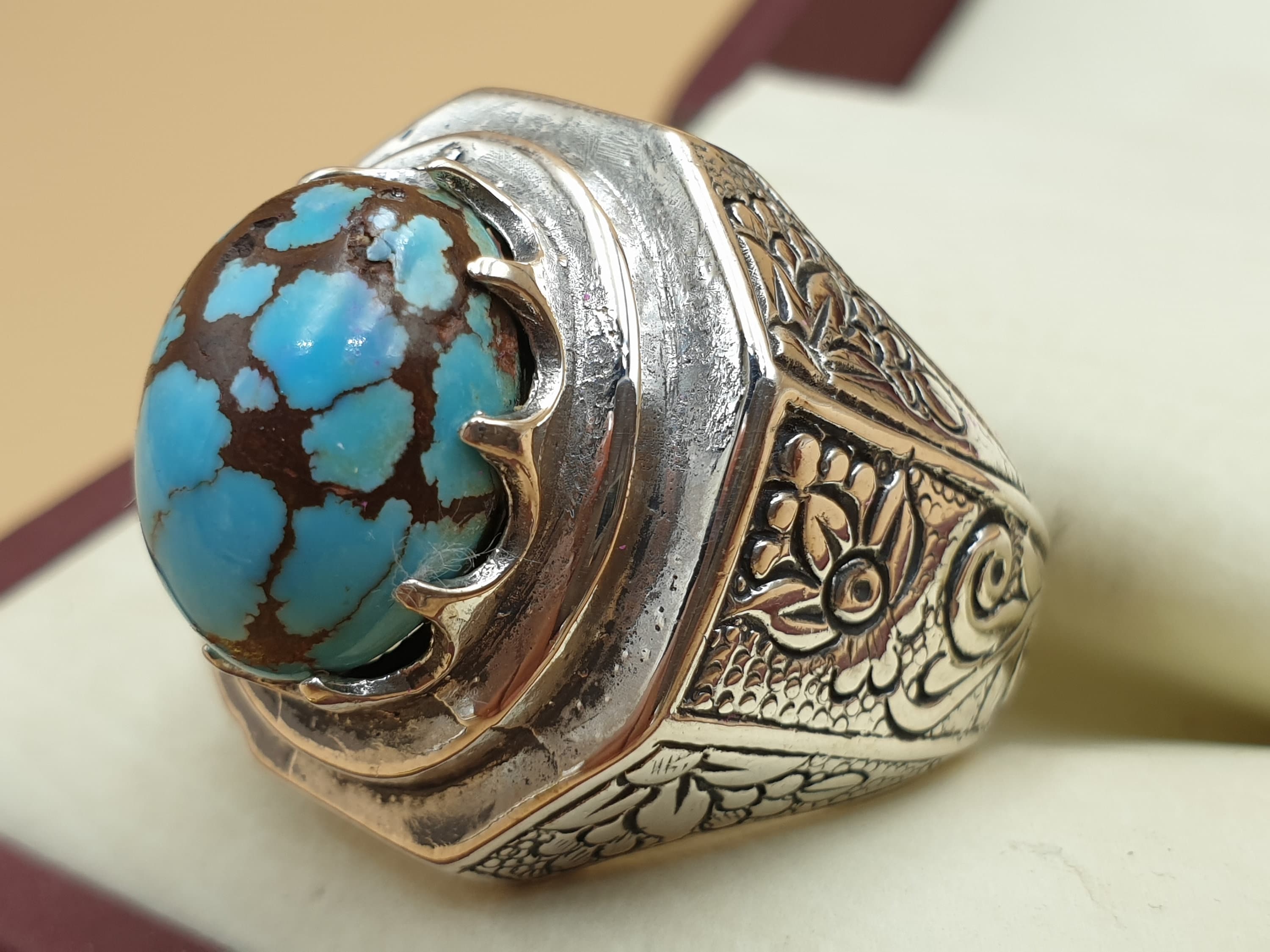 Natural Shajri Feroza Mens Ring 925 Sterling Silver Handmade - Etsy