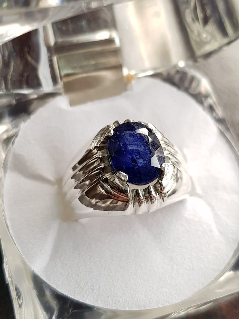 Mens Sapphire Ring Natural Sapphire Ring For Men 3ct plus Sapphire Ring For Men Sapphire Silver Ring Blue Sapphire Mens Ring Gift For Him
