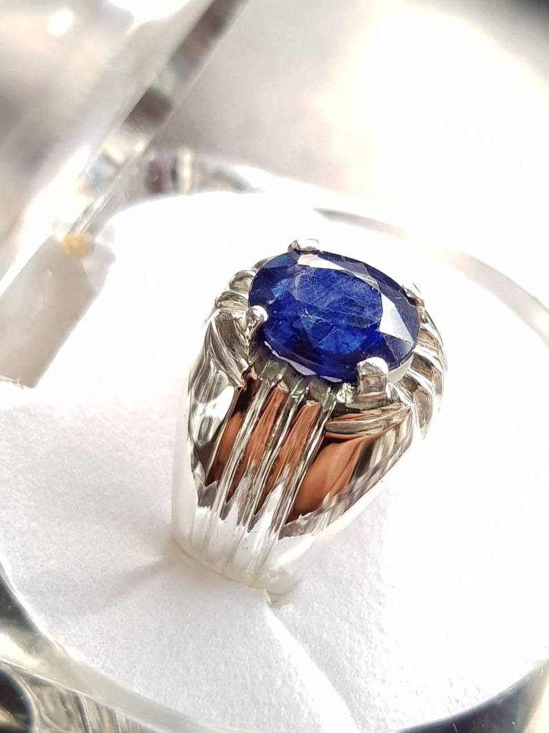 Mens Sapphire Ring Natural Sapphire Ring For Men 3ct plus Sapphire Ring For Men Sapphire Silver Ring Blue Sapphire Mens Ring Gift For Him