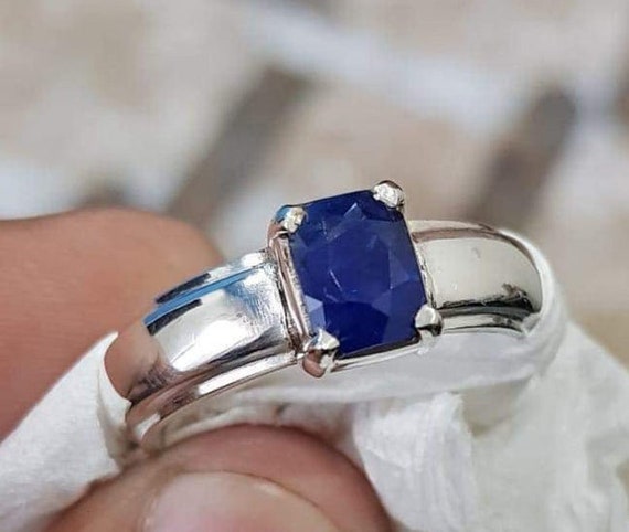 Mens Sapphire Ring Natural Sapphire Ring For Men 3ct plus Sapphire Ring For Men Sapphire Silver Ring Blue Sapphire Mens Ring Gift For Him