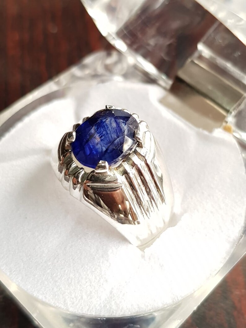 Mens Sapphire Ring Natural Sapphire Ring For Men 3ct plus Sapphire Ring For Men Sapphire Silver Ring Blue Sapphire Mens Ring Gift For Him