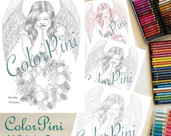 CHRISTMAS MANDELIA: Adult Coloring Page Hand-Drawn Illustration (PDF Download, 4 Styles)