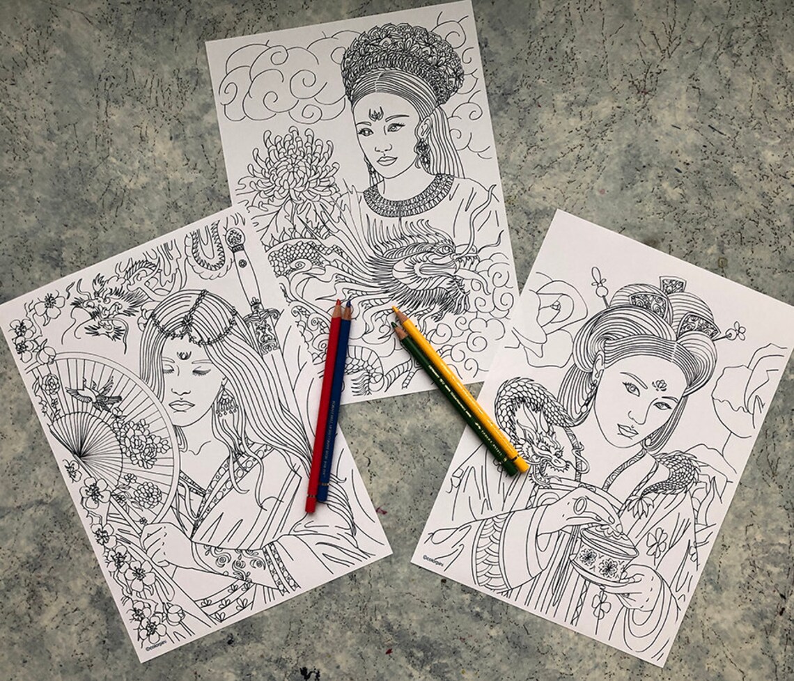 DRAGON QUEEN Coloring Pages Download Printable File PDF | Etsy