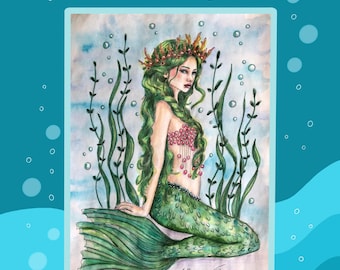 MERMAID Coloring Book I : Printable PDF with 25 Grayscale Hand-Drawn Adult Coloring Pages