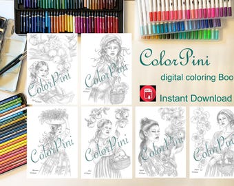 HARVEST TIME Volume 4 : Printable Adult Coloring Book Hand-Drawn Grayscale and Line Art (PDF Download)