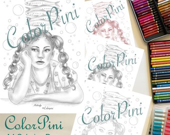 MELODY Printable Coloring Page: Hand-Drawn Illustration, 4 Styles (PDF Download)