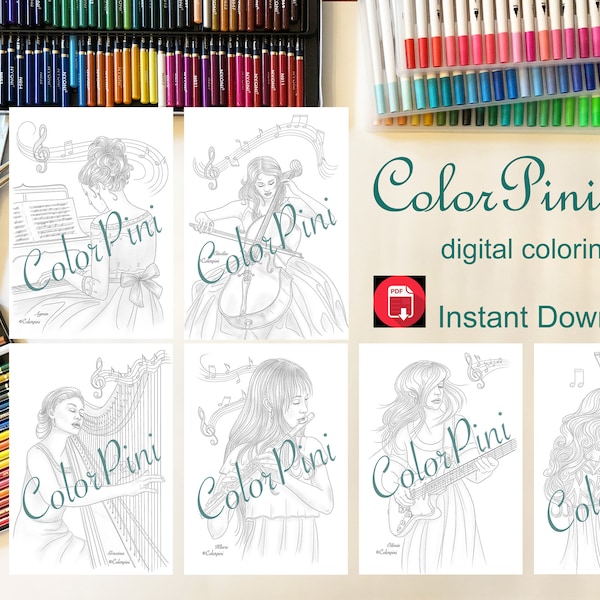 MUSIC VOLUME 1 Printable Adult Coloring Book