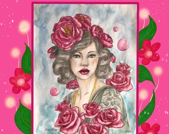 FLOWER PRINCESS Coloring Book I : Printable PDF with 25 Grayscale Hand-Drawn Adult Coloring Pages