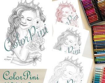 FLOWER PRINCESS BIANCA Printable Adult Coloring Page