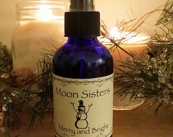 Holiday Aromatherapy Room Spray / Christmas / Hanukkah / Pine & Spice / Winter Warming - 4oz Bottle - Merry and Bright - Unique Gift