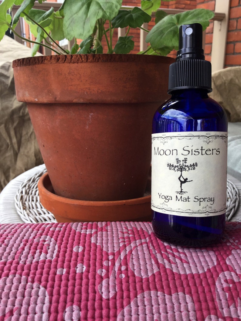 All Natural Yoga Refresher Mat Spray Energizing Room Spritzer Calming Vibes Positive Energy 4 oz Glass Bottle image 1