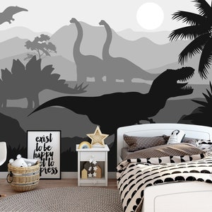 Dinosaurs Wallpaper Boys Bedroom, Jurassic World Wall Mural, Large Wall Decor for Kids Room, Trex, Pterodactyl, Brachiosaurus, Stegosaurus