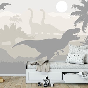 Pastel Kids Wallpaper Art Mural - Dinosaur Wallpaper Baby Boy Rooom - Dino Decoration Boys Bedroom - Jurassic world Decor Playroom