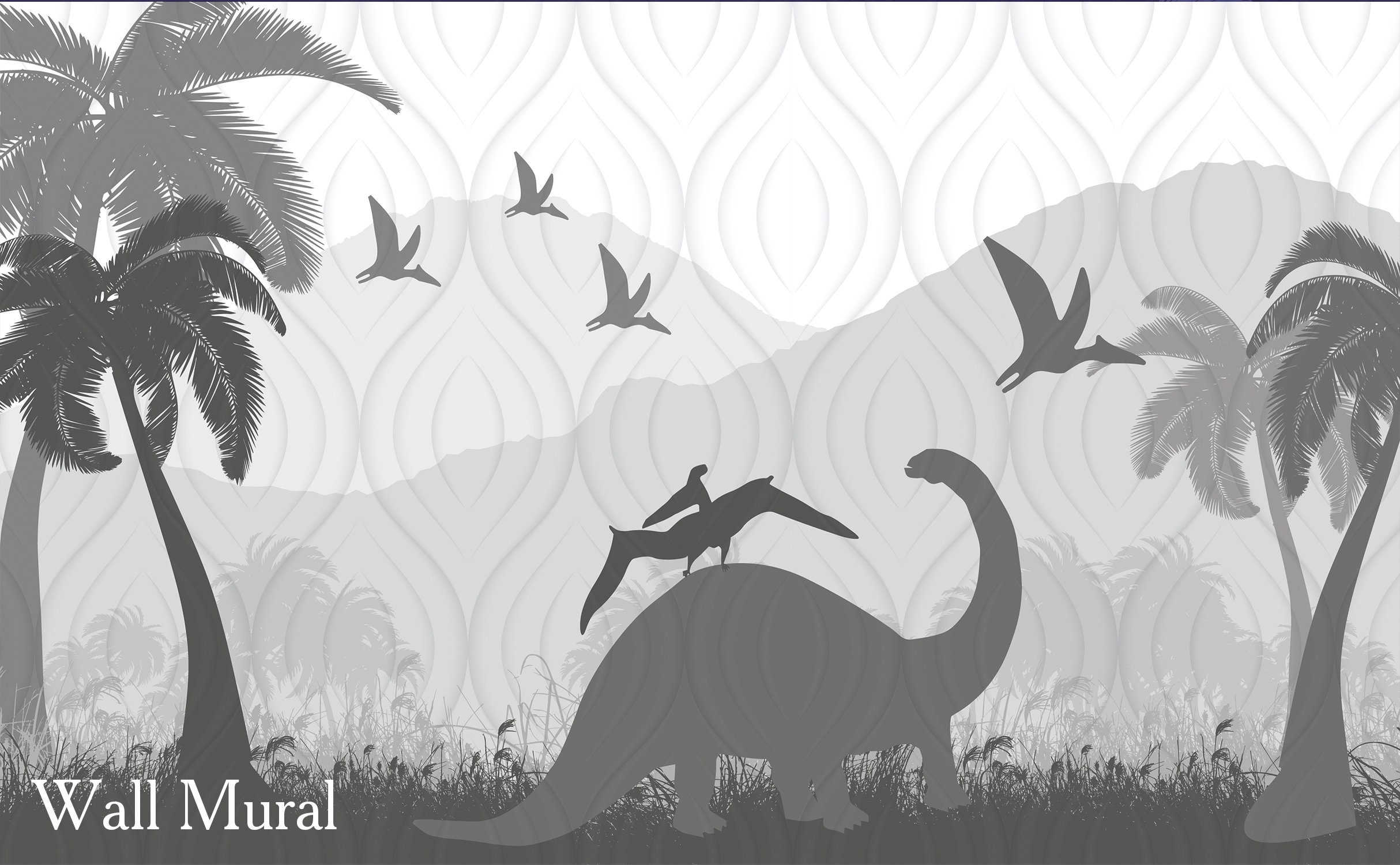 Grey Dinosaur Wallpaper Boys Room Decor Wallpaper Jurrasic Etsy UK