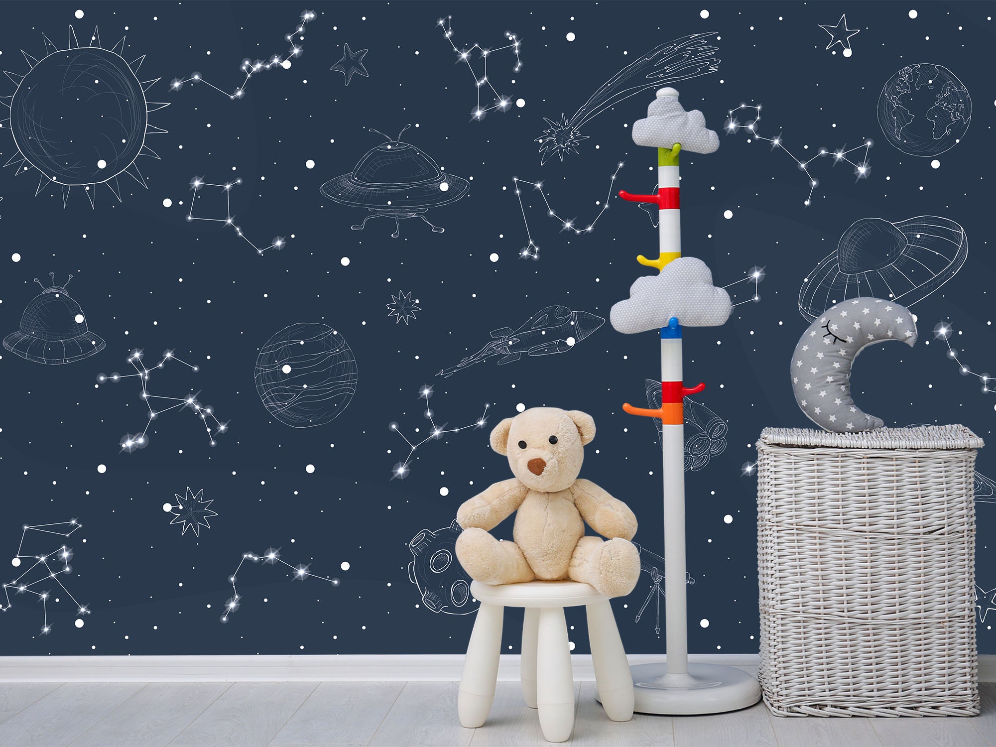 Сonstellation Wallpaper Removable. Dark Space Wallpaper Kids. - Etsy