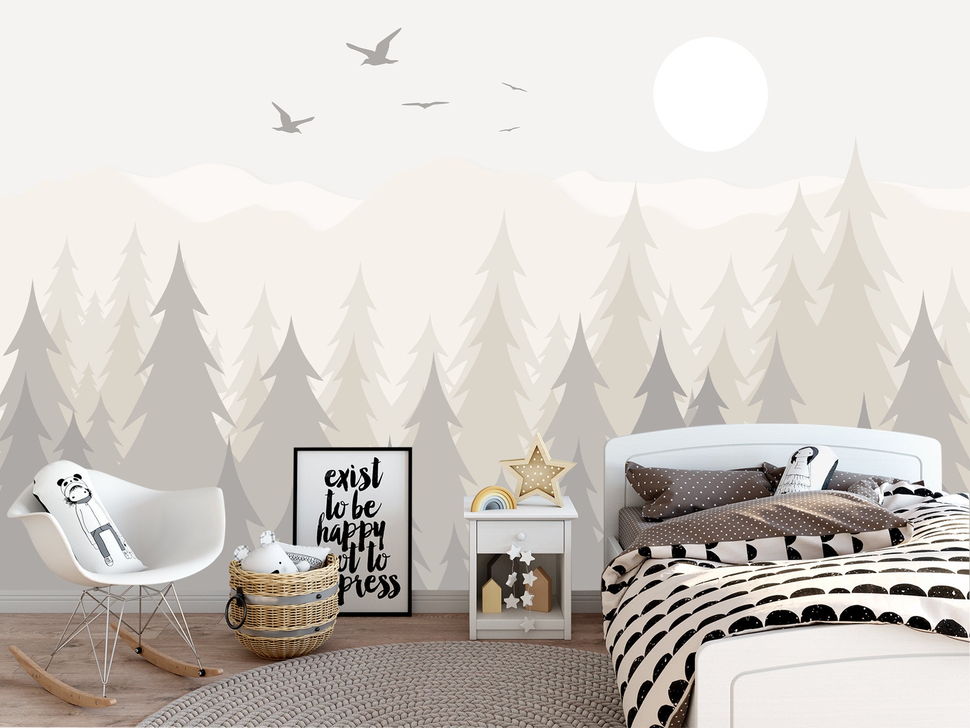 Woodland Nursery Wallpaper Soft Forest Wallpaper Removable Ombre