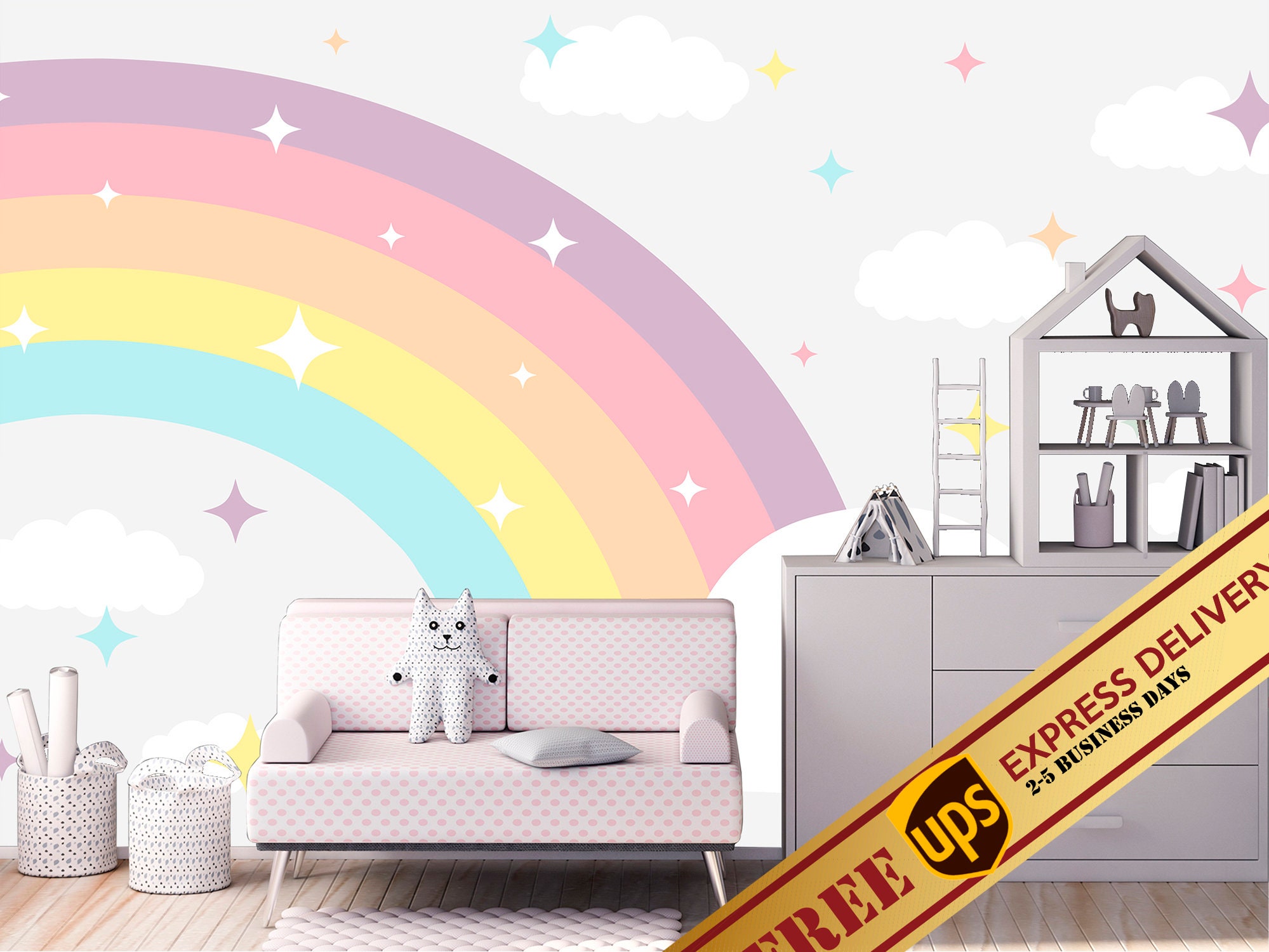 Large Rainbow Wallpaper Children Removable. Unicorn Rainbow - Etsy Hong Kong Large Rainbow Wallpaper Children Removable. Unicorn Rainbow - Etsy Hong Kong