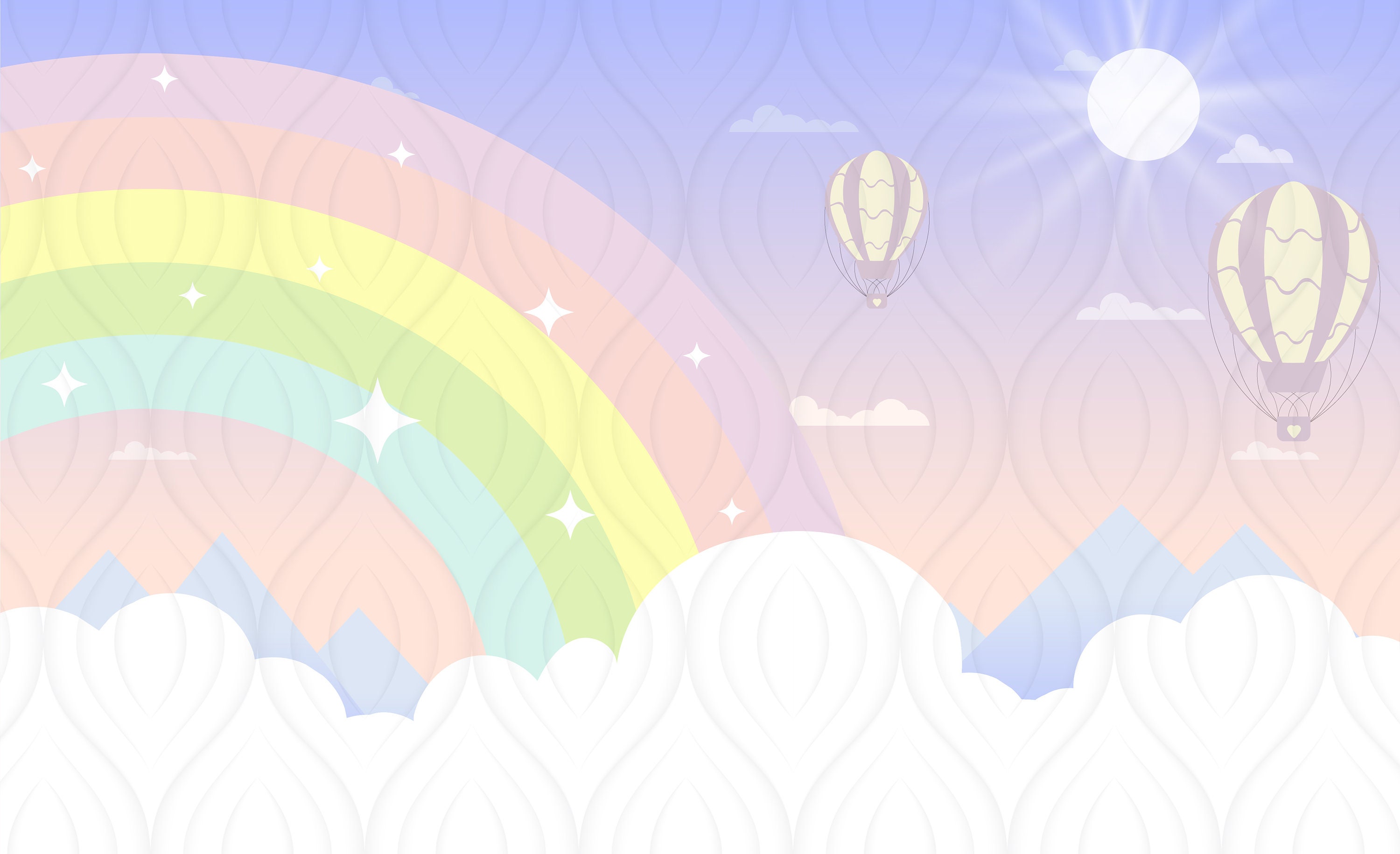 Watercolor Rainbow Wallpaper Baby Girl Room Large Rainbow Etsy