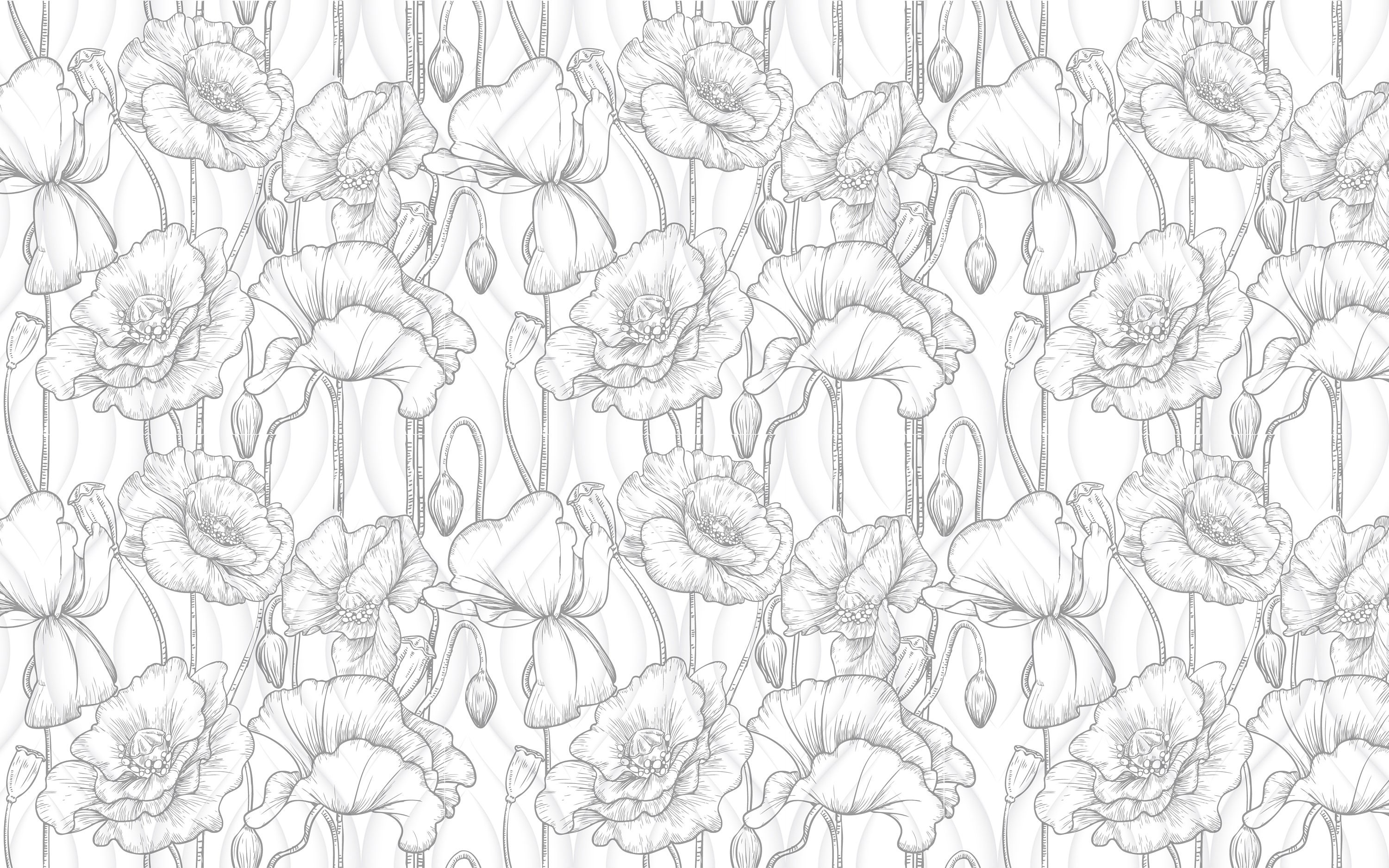 Poppy Wallpaper Removable Flower Black and White Wallpaper Etsy