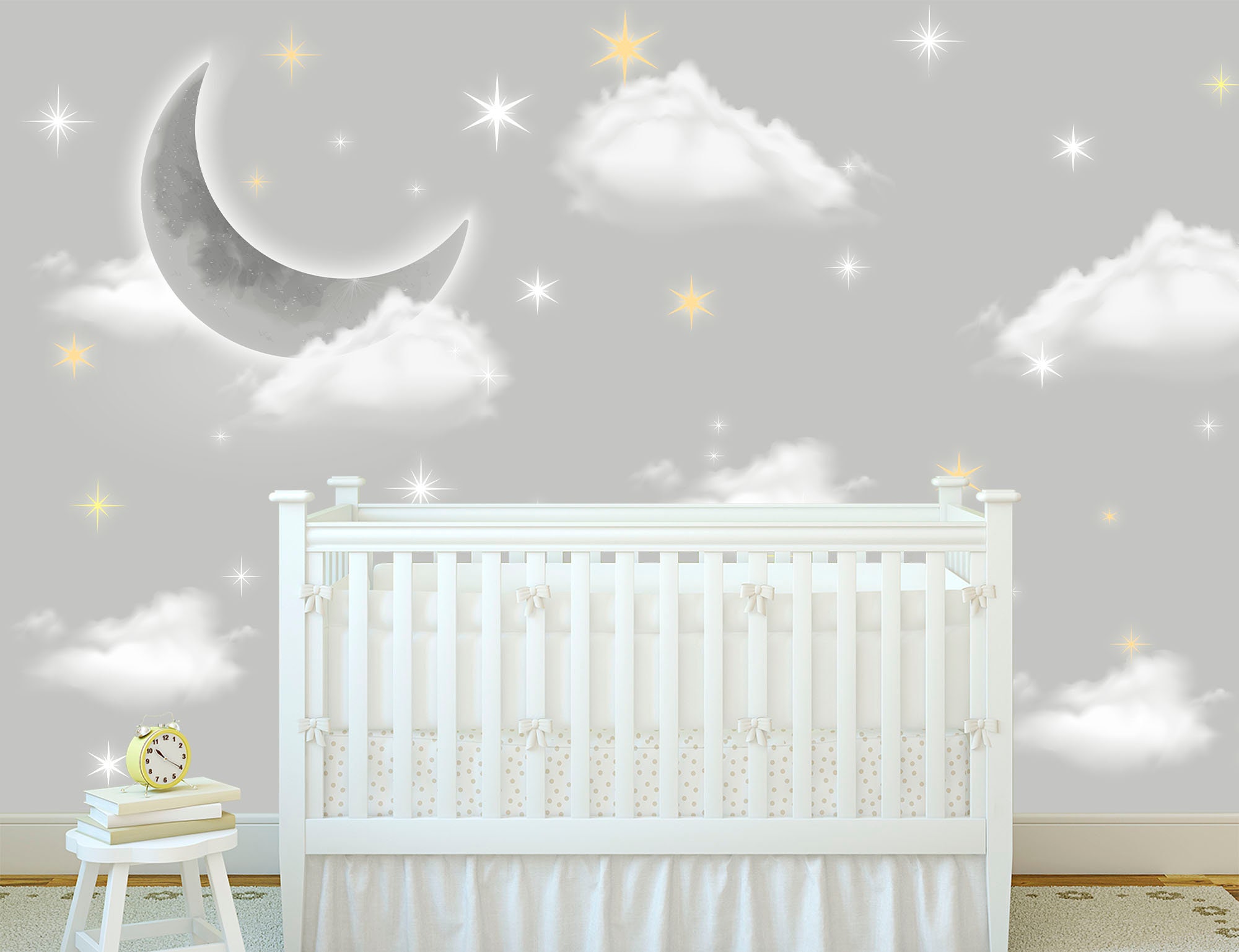 Large Moon Wallpaper Mural for Kids / Clouds Wallpaper Nursery - Etsy