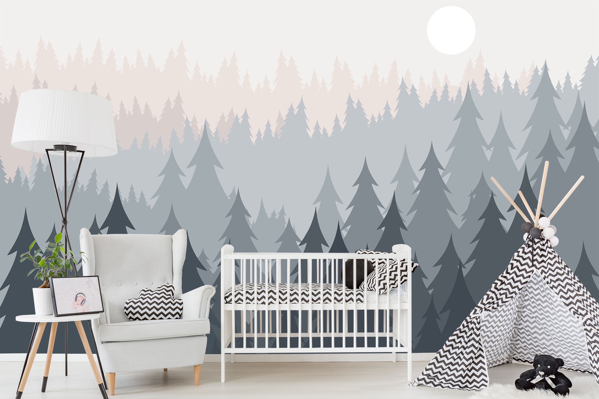 Forest Wallpaper Removable for Kids Pine Tree Forest Wall Etsy