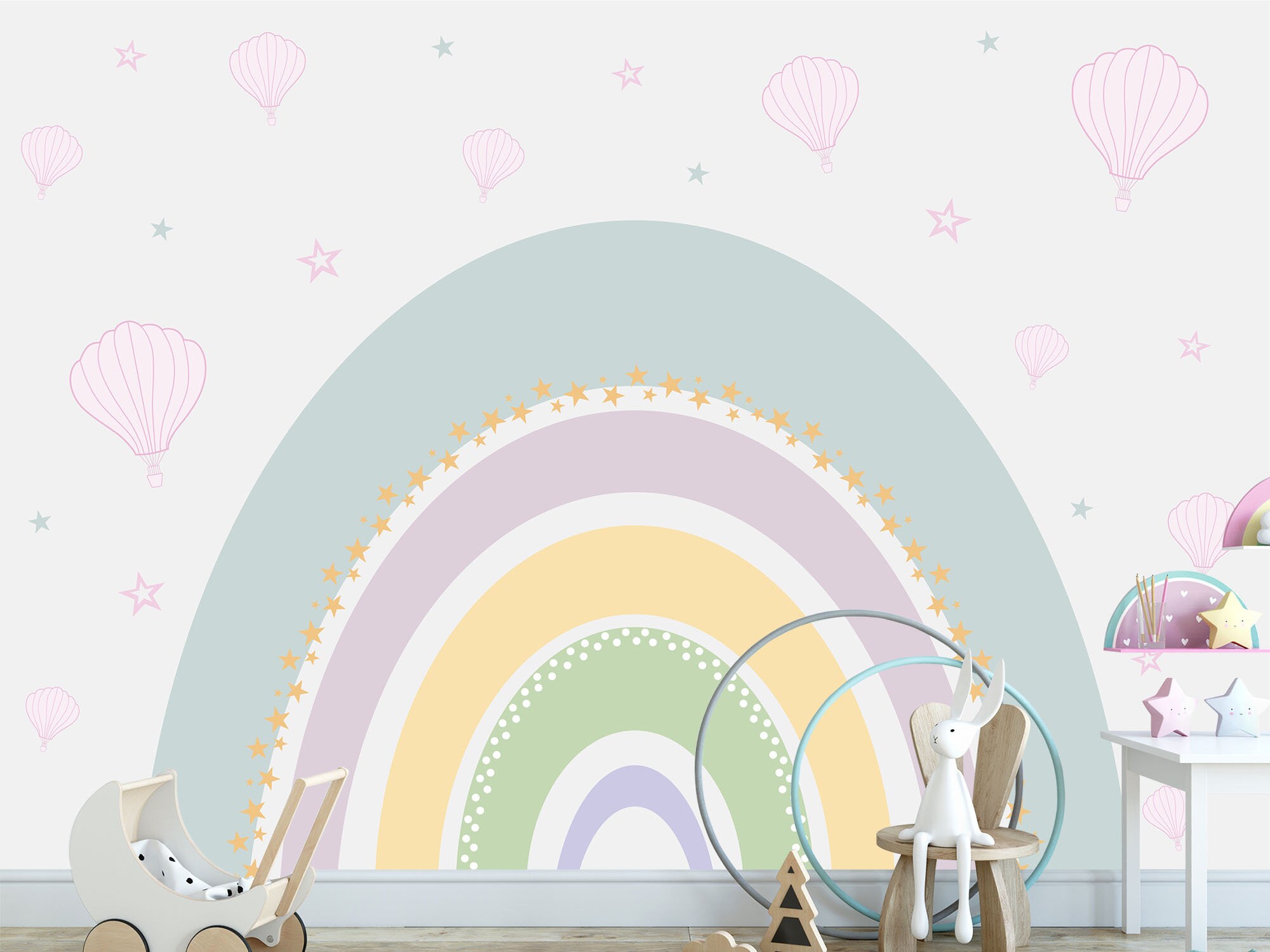 Large Rainbow Wallpaper Peel & Stick Rainbow Mural for Nursery Etsy