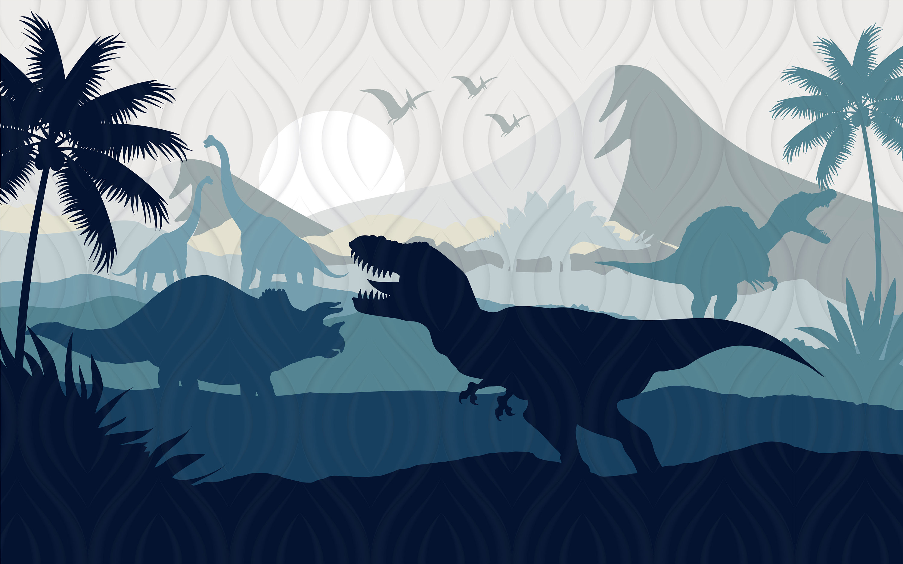 Blue on sale dinosaur wallpaper