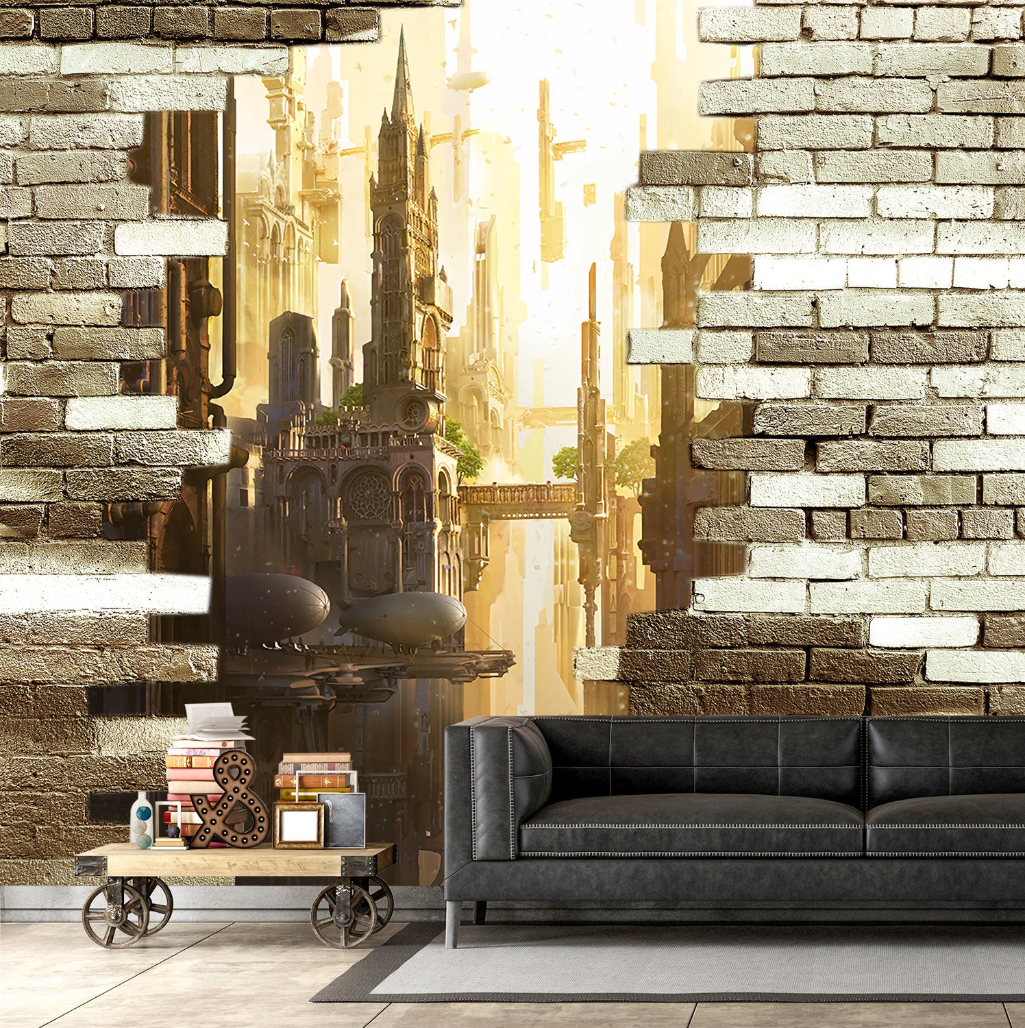 3D Wallpaper Black Friday / Fantasy Wall Mural / Fairy City 3D Etsy